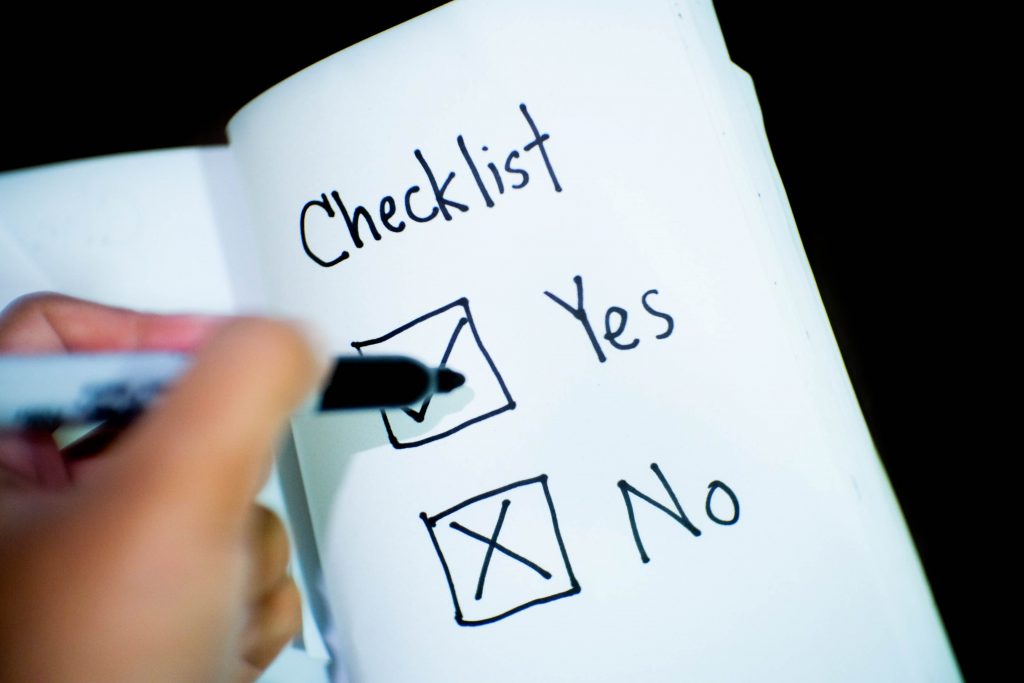 What is the checklist? (Quality control)