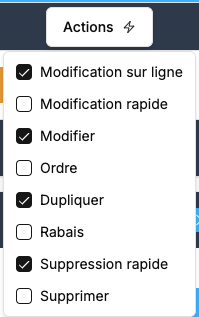 PHPReaction POS React - Lines - Actions display