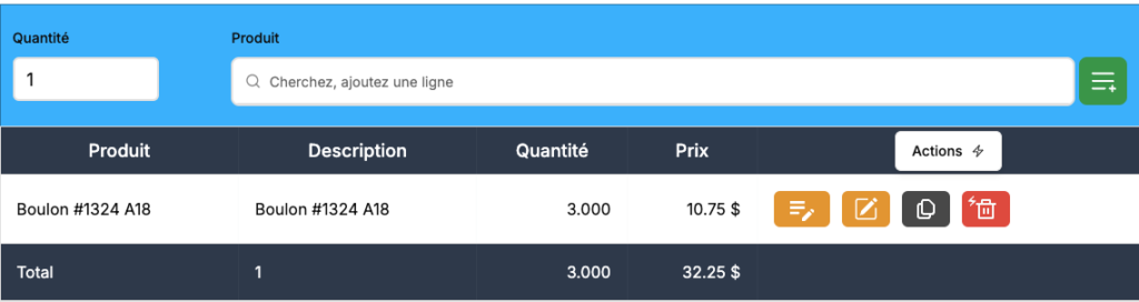 PHPReaction POS React - Lines - Table