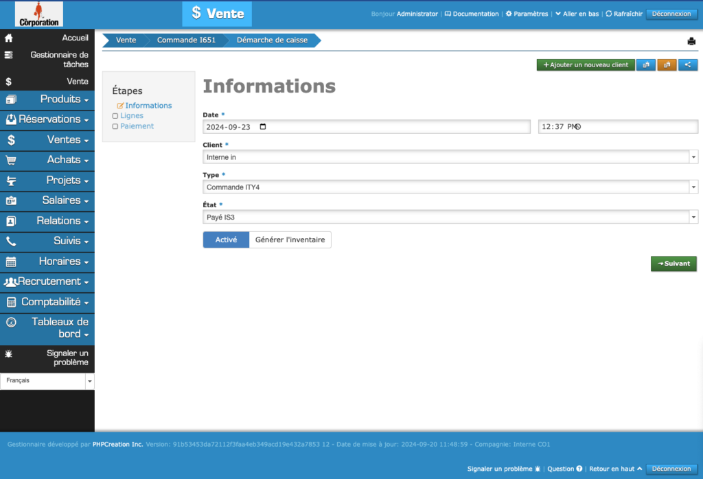 PHPReaction POS Legacy - Informations - Page