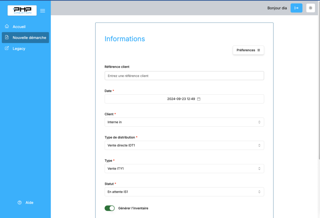 PHPReaction POS React - Informations - Page