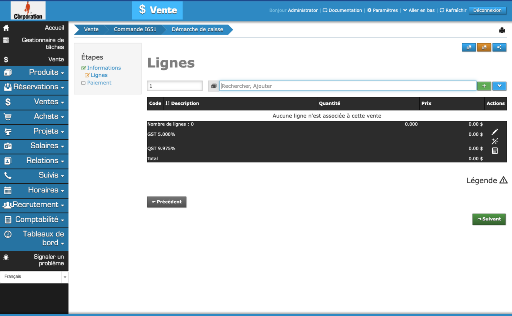 PHPReaction POS Legacy - Lines - Page