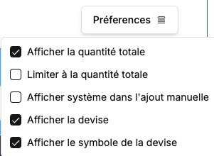 PHPReaction POS React - Lines - preferences