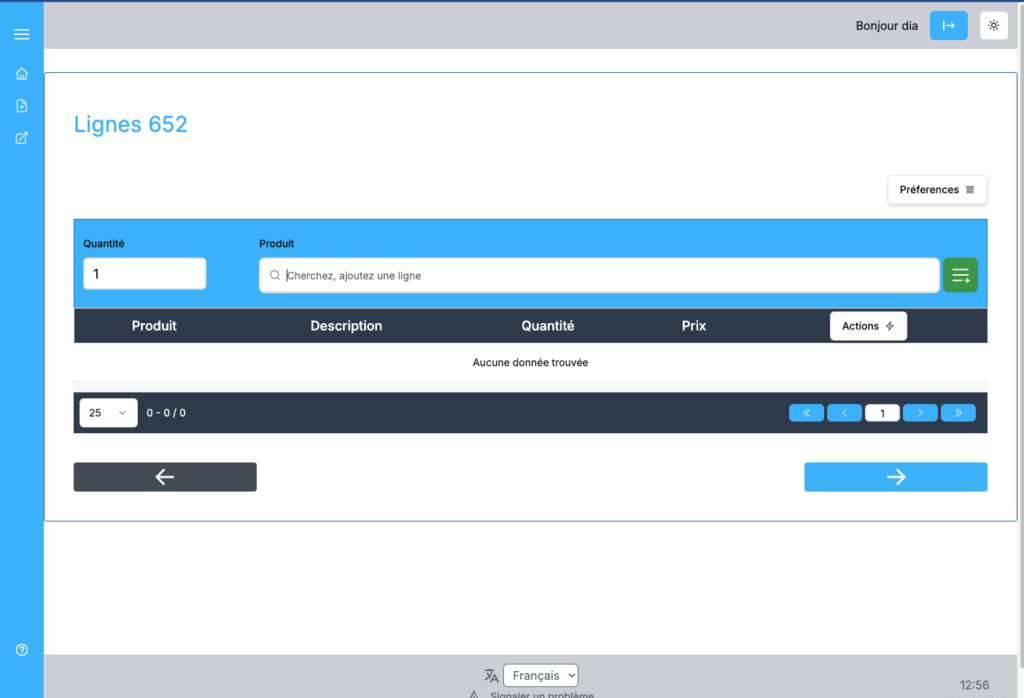 PHPReaction POS React - Lines - Lines page