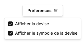 PHPReaction POS React - Payment - Preferences button