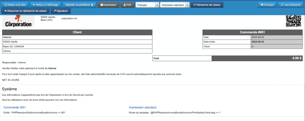 PHPReaction POS Legacy - Print - Print page