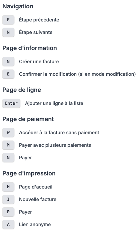 PHPReaction POS React - Global - Shortcuts